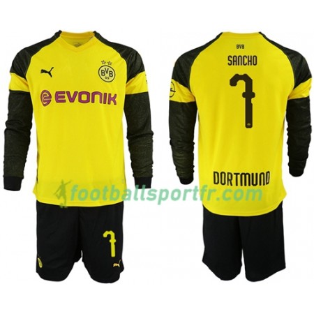 Tenue Borussia Dortmund Sancho 7 Enfant Domicile 2018-2019 Maillot de Foot ML